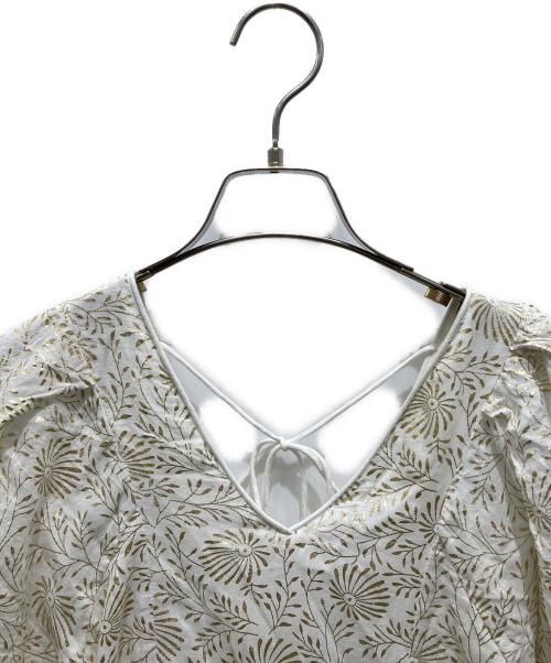 ne quittez pas（ヌキテパ）ne quittez pas (ヌキテパ) Cotton Voile Foil Flower Print Volume Sleeve Dress　010431GL2 アイボリー サイズ:記載無しの為実寸参照の古着・服飾アイテム