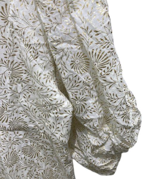 ne quittez pas（ヌキテパ）ne quittez pas (ヌキテパ) Cotton Voile Foil Flower Print Volume Sleeve Dress　010431GL2 アイボリー サイズ:記載無しの為実寸参照の古着・服飾アイテム