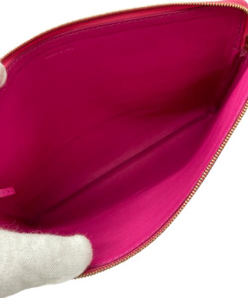 CELINE（セリーヌ）CELINE (セリーヌ) バイカラークラッチバッグ　S-ZP-0191 ピンク×オレンジの古着・服飾アイテム