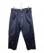 東洋エンタープライズ GOLDゴールド）の古着「RECYCLED WASTE SUVIN COTTON YARN 11oz. DENIM 5POCKET WIDE PANTS」｜インディゴ