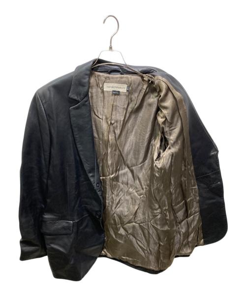 EMPORIO ARMANI（エンポリオアルマーニ）EMPORIO ARMANI (エンポリオアルマーニ) レザージャケット ブラック サイズ:50の古着・服飾アイテム