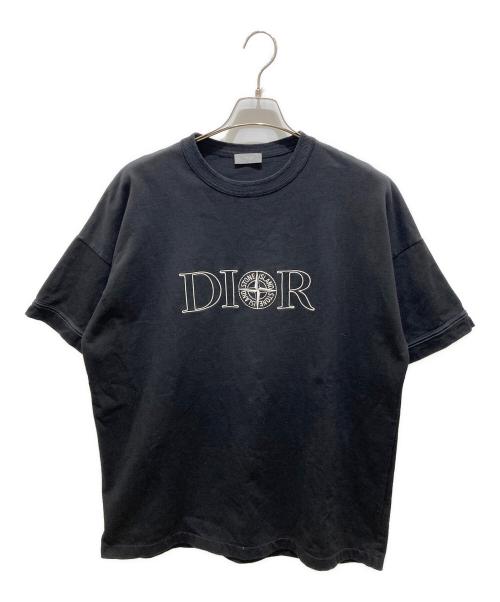 Dior（ディオール）Dior (ディオール) STONE ISLAND (ストーンアイランド) ロゴエンブロイダリーTシャツ　493J638B0554 ブラック サイズ:Lの古着・服飾アイテム