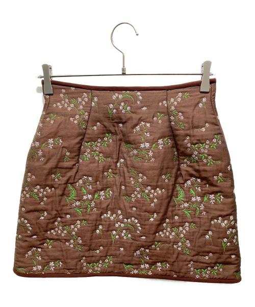 Mame Kurogouchi（マメクロゴウチ）mame kurogouchi (マメクロゴウチ) フローラルジャガードスカート ブラウン サイズ:1の古着・服飾アイテム