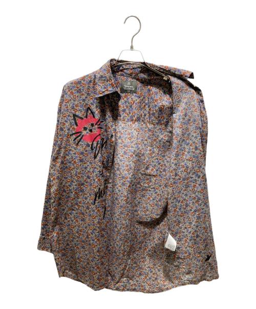 Vivienne Westwood man（ヴィヴィアン ウェストウッド マン）Vivienne Westwood man (ヴィヴィアン ウェストウッド マン) KISS ME KITTY FLORETS BIG SHIRT　VW-AV-76031 ネイビー サイズ:記載無しの為実寸参照の古着・服飾アイテム