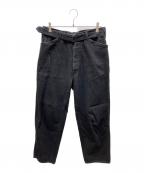 COMOLIコモリ）の古着「デニムベルテッドパンツ」｜ブラック