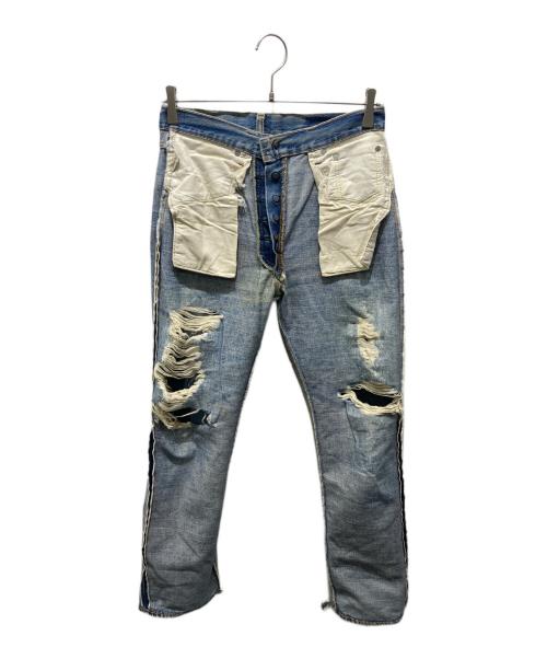 LEVI'S（リーバイス）LEVI'S (リーバイス) 66前期デニムパンツ　ボタン裏6 ポケットシングルステッチ スモールE 75年製 インディゴ サイズ:記載無しの為実寸参照の古着・服飾アイテム