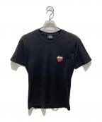 stussyステューシー）の古着「花柄プリントTシャツ」｜ブラック