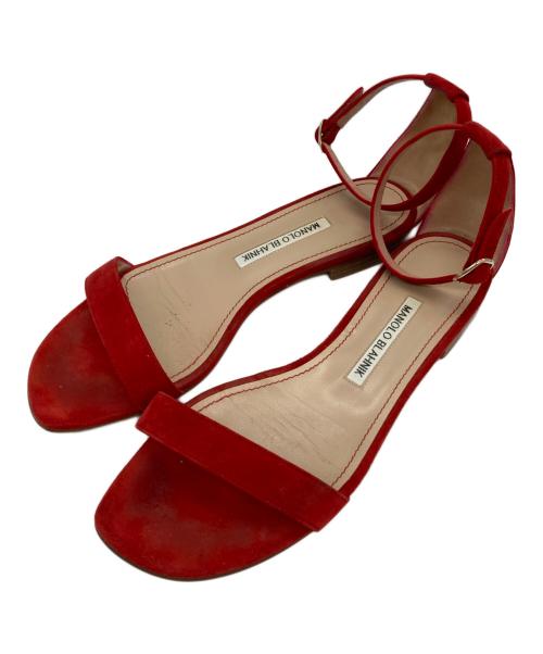Manolo Blahnik（マノロブラニク）Manolo Blahnik (マノロブラニク) フラットサンダル レッド サイズ:38 1/2の古着・服飾アイテム