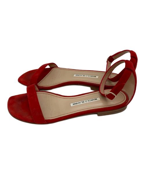 Manolo Blahnik（マノロブラニク）Manolo Blahnik (マノロブラニク) フラットサンダル レッド サイズ:38 1/2の古着・服飾アイテム