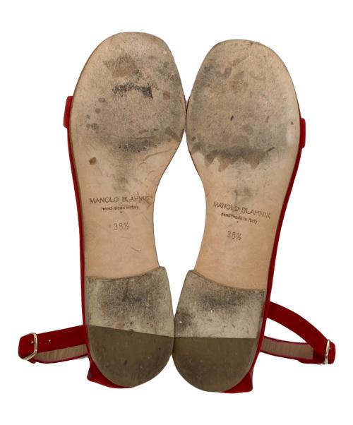 Manolo Blahnik（マノロブラニク）Manolo Blahnik (マノロブラニク) フラットサンダル レッド サイズ:38 1/2の古着・服飾アイテム