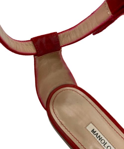 Manolo Blahnik（マノロブラニク）Manolo Blahnik (マノロブラニク) フラットサンダル レッド サイズ:38 1/2の古着・服飾アイテム