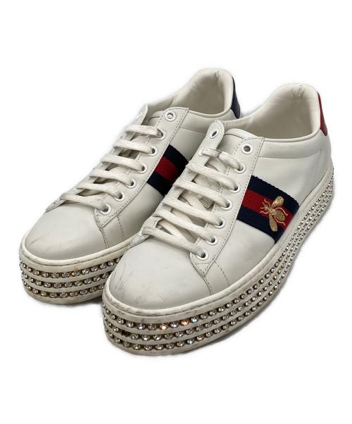 GUCCI（グッチ）GUCCI (グッチ) プラットフォームエーススニーカー　505995 ホワイト サイズ:37 1/2の古着・服飾アイテム