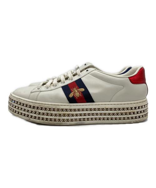 GUCCI（グッチ）GUCCI (グッチ) プラットフォームエーススニーカー　505995 ホワイト サイズ:37 1/2の古着・服飾アイテム