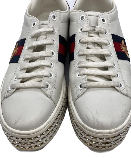 GUCCI（グッチ）GUCCI (グッチ) プラットフォームエーススニーカー　505995 ホワイト サイズ:37 1/2の古着・服飾アイテム