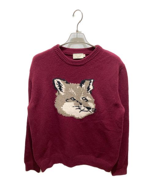 maison kitsune（メゾンキツネ）MAISON KITSUNE (メゾンキツネ) FOX HEAD PULLOVER ボルドー サイズ:Lの古着・服飾アイテム