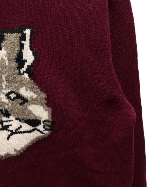maison kitsune（メゾンキツネ）MAISON KITSUNE (メゾンキツネ) FOX HEAD PULLOVER ボルドー サイズ:Lの古着・服飾アイテム