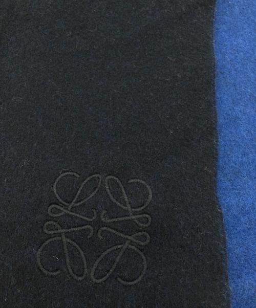 LOEWE（ロエベ）LOEWE (ロエベ) ウールフリンジマフラー ブルーの古着・服飾アイテム