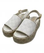 GUCCIグッチ）の古着「キャンバス×レザー サンダ　GGプラットフォーム　701153」｜ベージュ