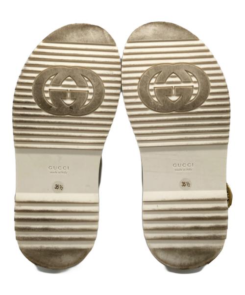 GUCCI（グッチ）GUCCI (グッチ) キャンバス×レザー サンダ　GGプラットフォーム　701153 ベージュ サイズ:35 1/2の古着・服飾アイテム