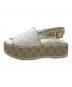 GUCCI (グッチ) キャンバス×レザー サンダ　GGプラットフォーム　701153 ベージュ サイズ:35 1/2：25000円