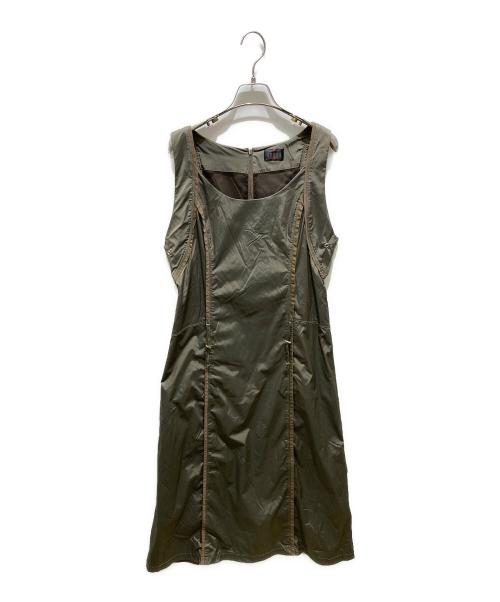 TRUNK HIROKO KOSHINO（トランク ヒロコ コシノ）TRUNK HIROKO KOSHINO (トランク ヒロコ コシノ) ノースリーブワンピース　RSEEV-74330 カーキ サイズ:40の古着・服飾アイテム