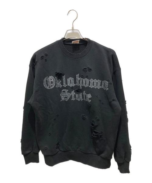 FREAK'S STORE（フリークスストア）FREAK'S STORE (フリークスストア) ヘビーウェイト ダメージ加工 クルーネックスウェット　OKLAHOMA　231-12111 ブラック サイズ:Sの古着・服飾アイテム
