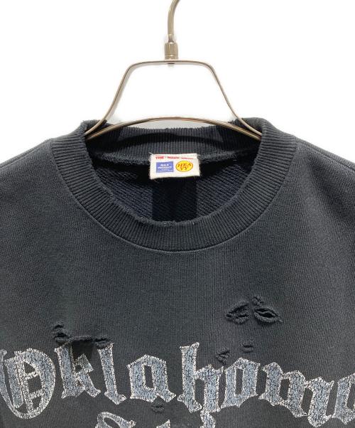 FREAK'S STORE（フリークスストア）FREAK'S STORE (フリークスストア) ヘビーウェイト ダメージ加工 クルーネックスウェット　OKLAHOMA　231-12111 ブラック サイズ:Sの古着・服飾アイテム