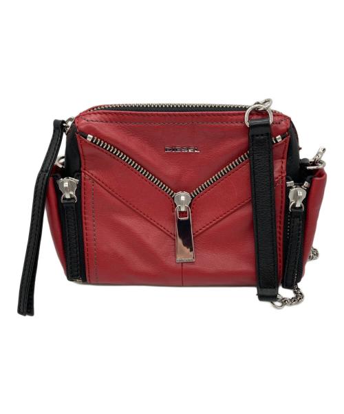 DIESEL（ディーゼル）DIESEL (ディーゼル) LE-ZIPPER ショルダーバッグ レッドの古着・服飾アイテム