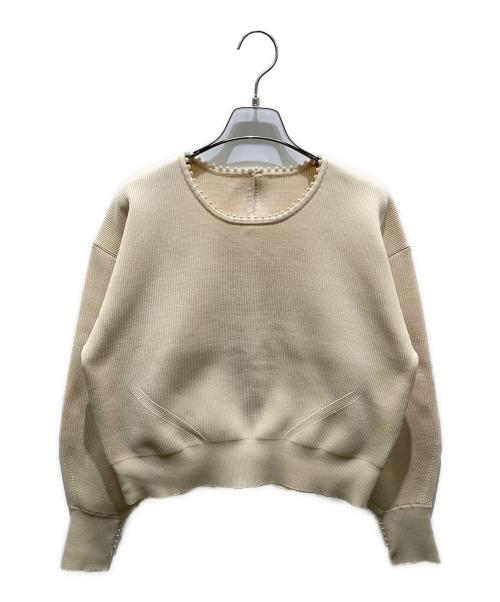 NOLLEY'S（ノーリーズ）NOLLEY'S (ノーリース) 《手洗い可能》ミニパール片畦プルオーバーニット　3-0058-6-02-086 ベージュ サイズ:FREEの古着・服飾アイテム