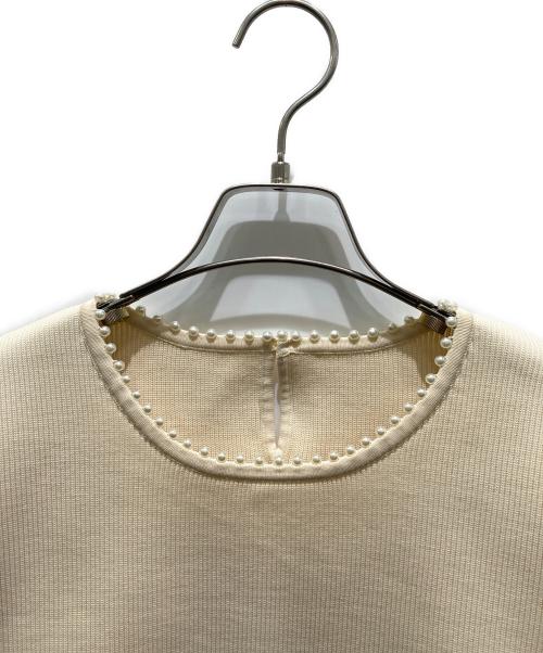 NOLLEY'S（ノーリーズ）NOLLEY'S (ノーリース) 《手洗い可能》ミニパール片畦プルオーバーニット　3-0058-6-02-086 ベージュ サイズ:FREEの古着・服飾アイテム