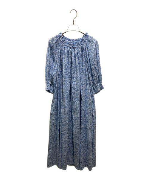 MAYSON GREY（メイソングレイ）MAYSON GREY (メイソングレイ) インドボイルギャザーネックワンピース ブルー×ホワイト サイズ:2の古着・服飾アイテム