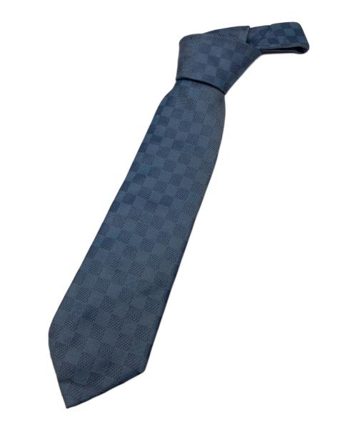 LOUIS VUITTON（ルイ ヴィトン）LOUIS VUITTON (ルイ ヴィトン) ダミエ柄シルクネクタイ ブルー サイズ:記載無しの為実寸参照の古着・服飾アイテム