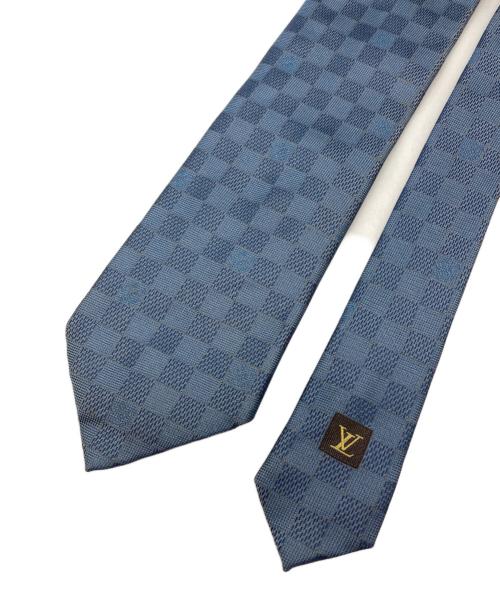 LOUIS VUITTON（ルイ ヴィトン）LOUIS VUITTON (ルイ ヴィトン) ダミエ柄シルクネクタイ ブルー サイズ:記載無しの為実寸参照の古着・服飾アイテム