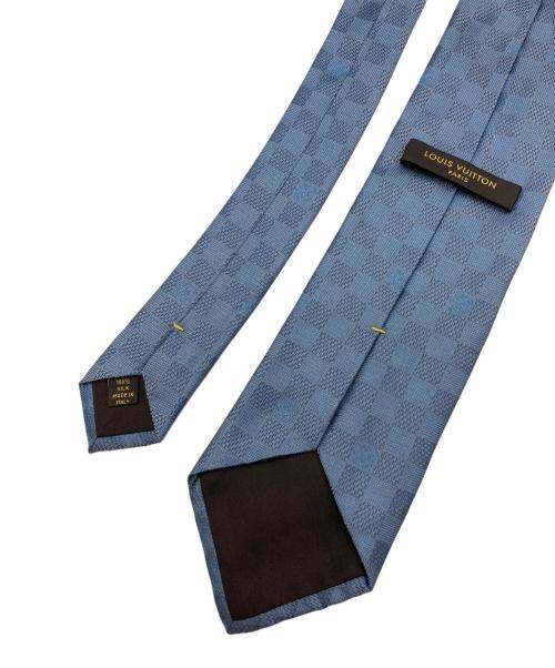 LOUIS VUITTON（ルイ ヴィトン）LOUIS VUITTON (ルイ ヴィトン) ダミエ柄シルクネクタイ ブルー サイズ:記載無しの為実寸参照の古着・服飾アイテム