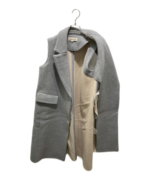 ENFOLD（エンフォルド）ENFOLD (エンフォルド) ダブルフェイス ロングジレ グレー サイズ:38の古着・服飾アイテム