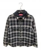 SUPREMEシュプリーム）の古着「Waffle Plaid Hooded Shirt」｜ブラック