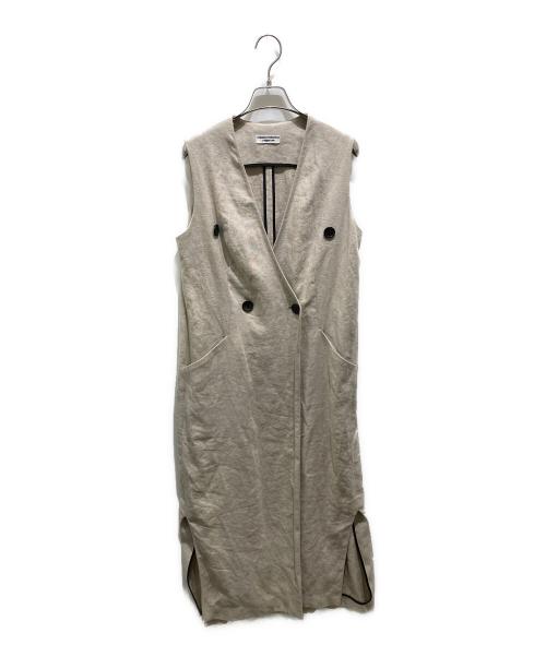 THREE DOTS TURQUOISE（スリードッツターコイズ）THREE DOTS TURQUOISE (スリードッツターコイズ) ロングジレ ベージュ サイズ:記載無しの為実寸参照の古着・服飾アイテム