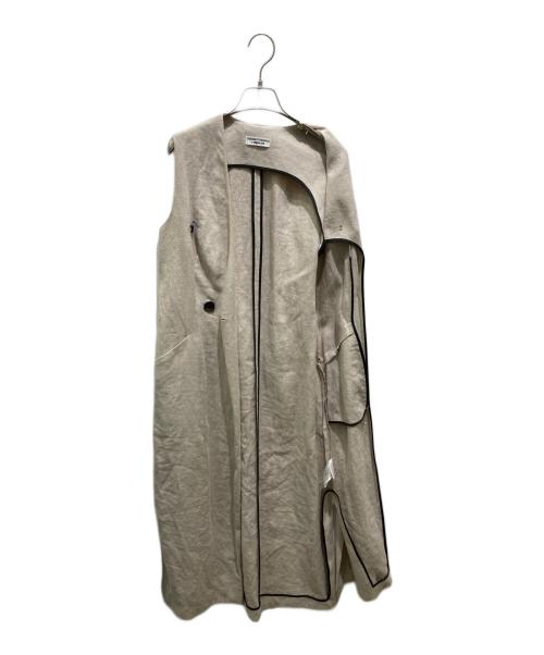 THREE DOTS TURQUOISE（スリードッツターコイズ）THREE DOTS TURQUOISE (スリードッツターコイズ) ロングジレ ベージュ サイズ:記載無しの為実寸参照の古着・服飾アイテム