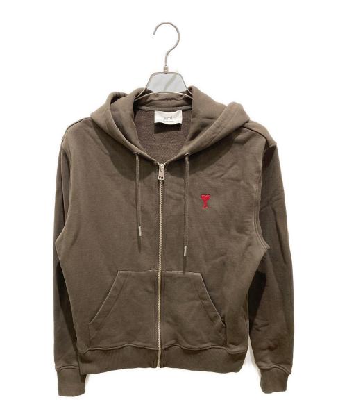 AMI Alexandre Mattiussi（アミアレクサンドルマテュッシ）AMI Alexandre Mattiussi (アミアレクサンドルマテュッシ) Zipped De Coeur Hoodie ブラウン サイズ:Sの古着・服飾アイテム