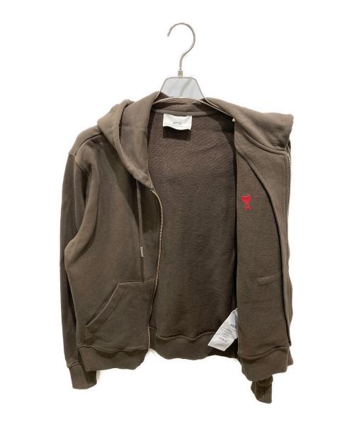AMI Alexandre Mattiussi（アミアレクサンドルマテュッシ）AMI Alexandre Mattiussi (アミアレクサンドルマテュッシ) Zipped De Coeur Hoodie ブラウン サイズ:Sの古着・服飾アイテム