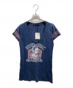 Hysteric Glamourヒステリックグラマー）の古着「Vネックカットソー　0121CT03」｜ネイビー