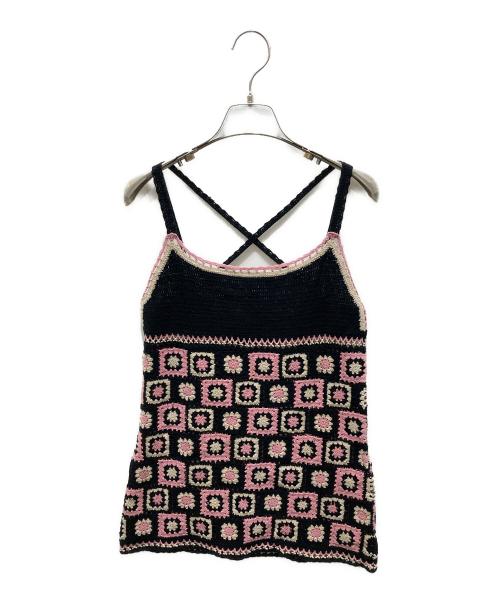 Hysteric Glamour（ヒステリックグラマー）Hysteric Glamour (ヒステリックグラマー) クロシェニット ブラック×ピンク サイズ:FREEの古着・服飾アイテム