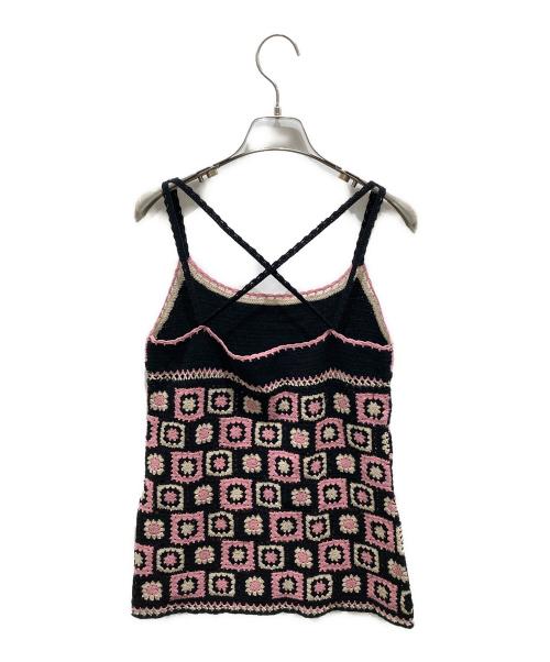 Hysteric Glamour（ヒステリックグラマー）Hysteric Glamour (ヒステリックグラマー) クロシェニット ブラック×ピンク サイズ:FREEの古着・服飾アイテム