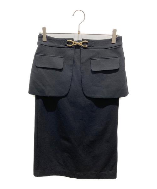 GRACE CLASS（グレースクラス）GRACE CLASS (グレースクラス) ビットベルト付裏毛タイトスカート ネイビー サイズ:38の古着・服飾アイテム