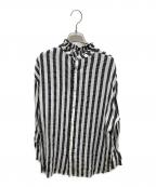 Spick and Spanスピック＆スパン）の古着「フリルカラーストライプシャツ」｜ブラック