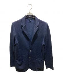 LARDINI（ラルディーニ）の古着「ウールミラノリブソリッド2Bニットジャケット」｜ネイビー