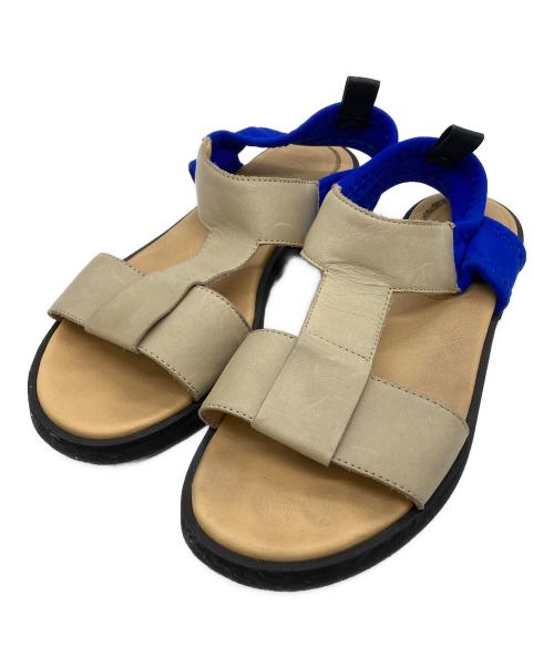 MM6 Maison Margiela（エムエムシックスメゾンマルジェラ）MM6 Maison Margiela (エムエムシックスメゾンマルジェラ) Tストラップオープントゥサンダル アイボリー×ブルー サイズ:36の古着・服飾アイテム