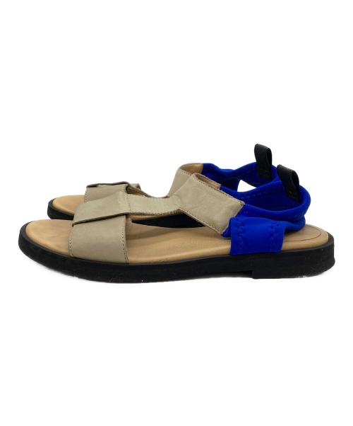 MM6 Maison Margiela（エムエムシックスメゾンマルジェラ）MM6 Maison Margiela (エムエムシックスメゾンマルジェラ) Tストラップオープントゥサンダル アイボリー×ブルー サイズ:36の古着・服飾アイテム