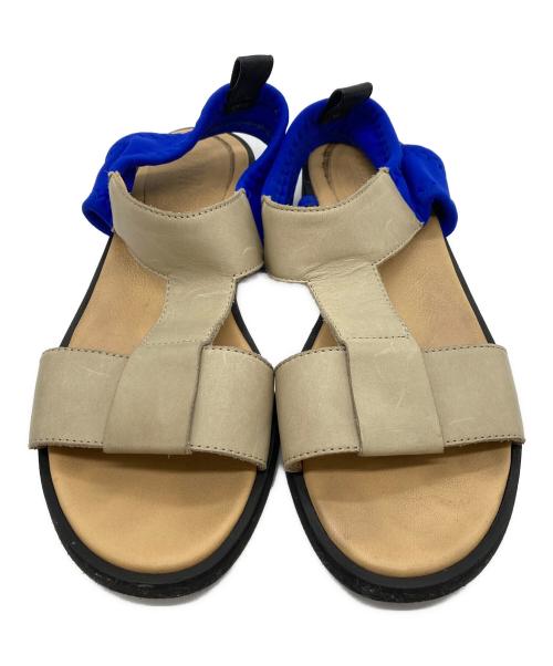 MM6 Maison Margiela（エムエムシックスメゾンマルジェラ）MM6 Maison Margiela (エムエムシックスメゾンマルジェラ) Tストラップオープントゥサンダル アイボリー×ブルー サイズ:36の古着・服飾アイテム