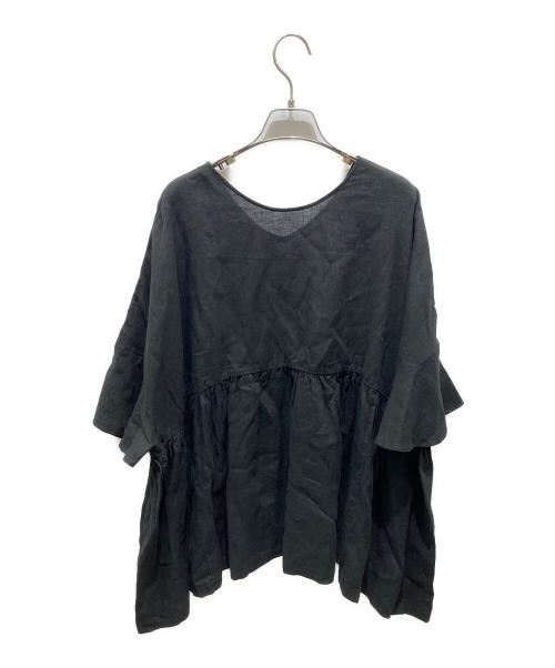 journal standard luxe（ジャーナルスタンダード ラックス）journal standard luxe (ジャーナルスタンダード リュクス) 60リネン ギャザープルシャツ　23050440202120 ブラック サイズ:記載無しの為実寸参照の古着・服飾アイテム